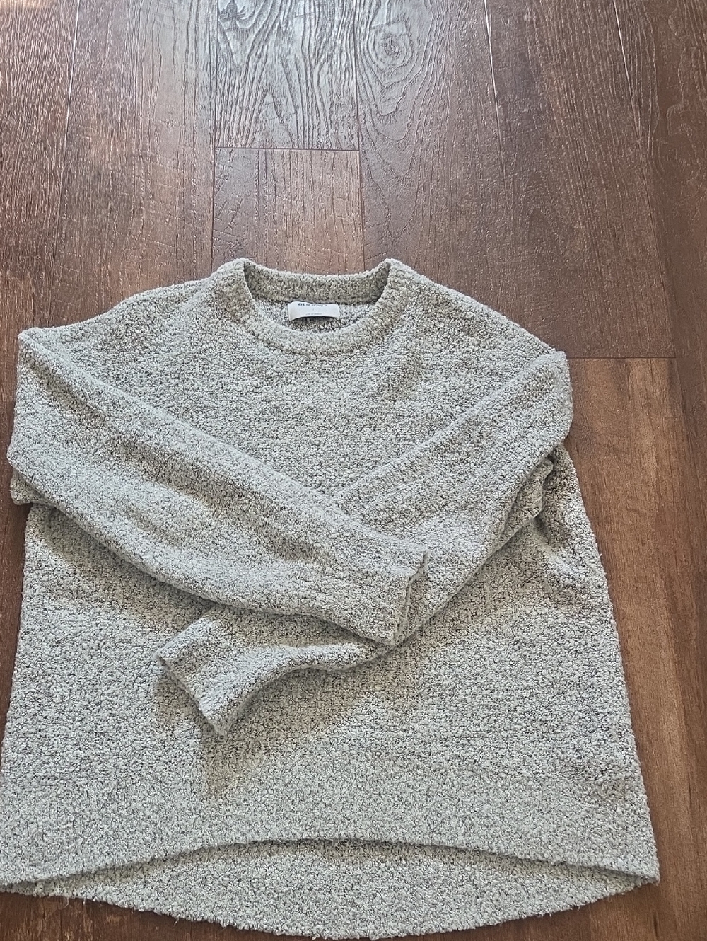 Old Navy Light Gray Bouclé Crewneck Sweater